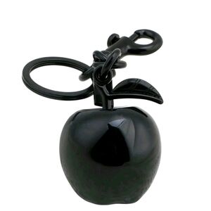 Black Large Apple Purse Charm with Black Hardware